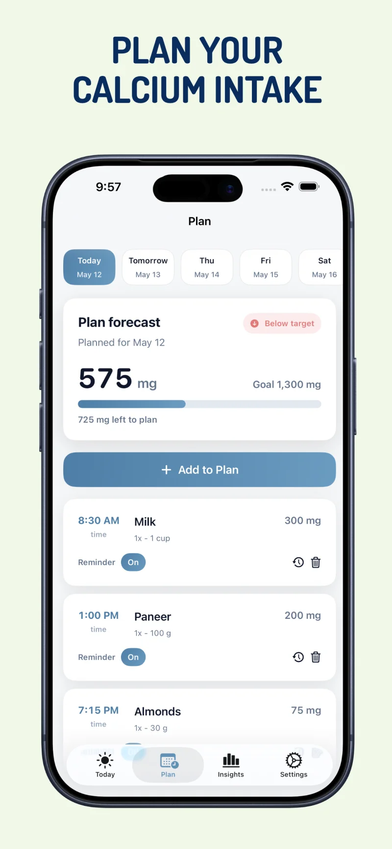 Bonely reminder and habit support screen for consistent tracking